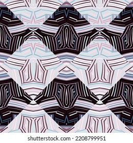 Fondo de pantalla de líneas geométricas. Resumen de mosaico étnico. Patrón ininterrumpido de mosaico tribal. Ornamento creativo vintage. Diseño para tela, impresión textil, papel de envoltura, cubierta. Ilustración del vector