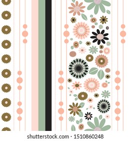 Geometric lines.Vertical flower Vector seamless repeat pattern.Perfect for Baby shower backdrops, Baby shower decor products,stationary, fabrics, party products,