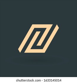 Geometric link chain fit, partnership, union logo template. Business identity element. Stock Vector illustration isolated on green background.