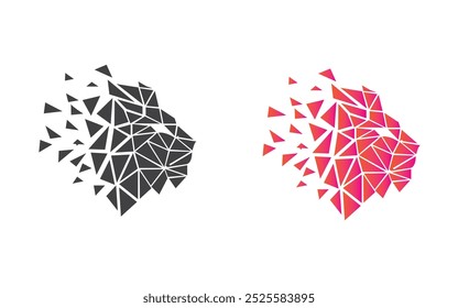 Geometrischer Löwe schwarz Logo Design pro Vektor Vorlage