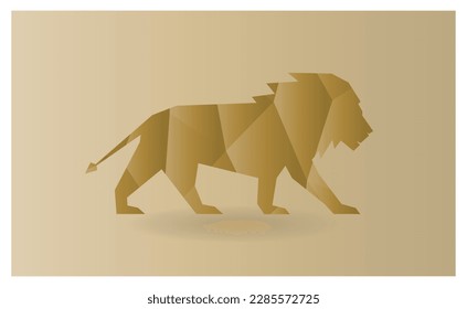 Geometric lion clip art design, vector. Geometrical mosaic illustration. 