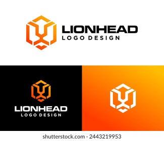 Geometrische Löwenkopf-Ikone, gewagtes und maskulines Logo-Design.