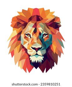 Geometric lion head icon isolated illustration