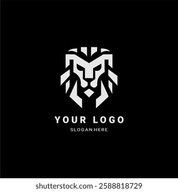  Geometric Lion Head Logo. Bold and Modern Emblem