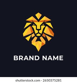 Geometric lion head logo in polygonal style for modern premium brand identity and bold corporate design