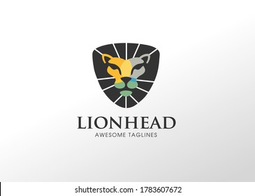 Vector de logotipo de cabeza de león geométrico
