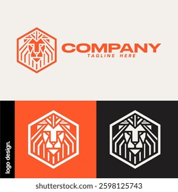 geometric lion head logo vector