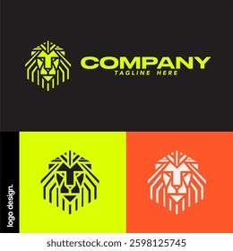 geometric lion head logo vector
