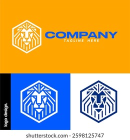 geometric lion head logo vector