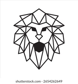 Geometric Lion Head Vector, Polygonal Animal Illustration for Logo, Tattoo, and Modern Graphic Design Themes