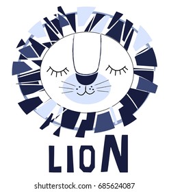 geometric lion illustration vector.