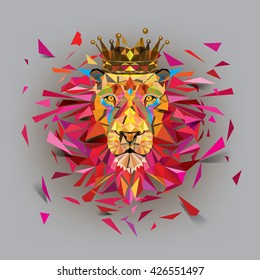 Geometric Lion Low Polygonal