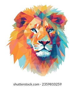 Geometric Lion Mascot icon isolated illustration