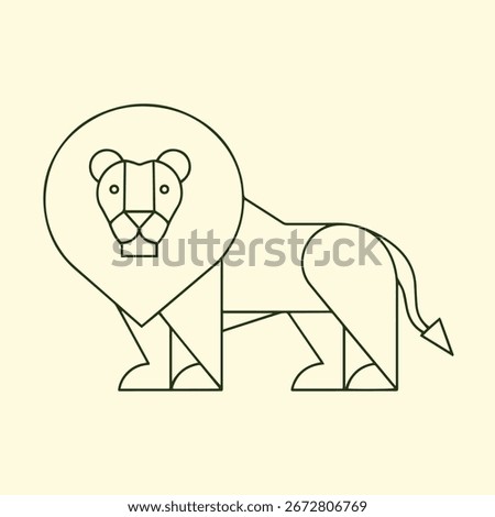 Geometric lion stands against soft background