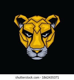 Geometric Lioness Mascot, Animal design emblem template for Logo or Tshirt