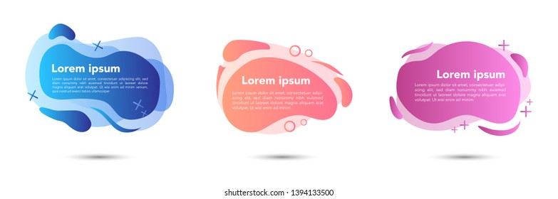 Geometric liquid colorful abstract shapes set. Modern design isolated white background. Can use for background on website or mobile apps. Template ready for use in web or print design