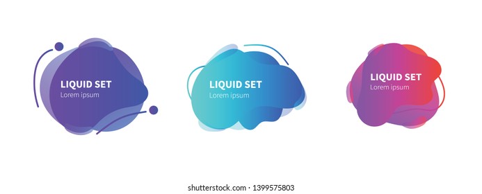 Geometric liquid colorful abstract shapes set. Modern design isolated white background. Can use for background on website or mobile apps. Template ready for use in web or print design