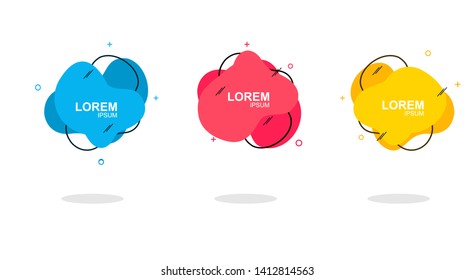 Geometric liquid colorful abstract shapes set. Modern design isolated white background. Can use for background on website or mobile apps. Template ready for use in web or print design