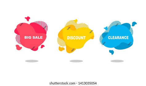 Geometric liquid colorful abstract shapes set. Modern design isolated white background. Can use for background on website or mobile apps. Template ready for use in web or print design