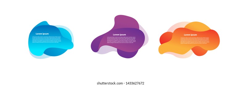 Geometric liquid colorful abstract shapes set. Modern design isolated white background. Can use for background on website or mobile apps and for more.