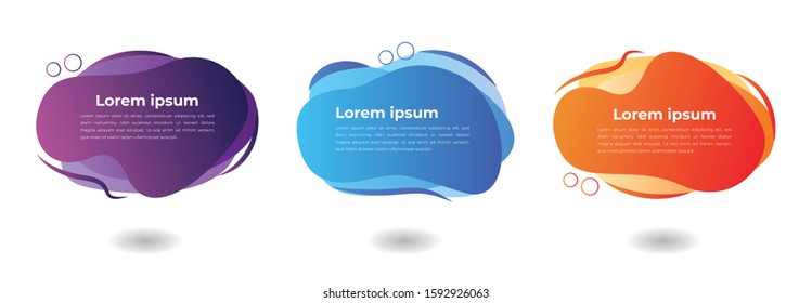 Geometric liquid colorful abstract shapes set. Modern design isolated white background. Can use for background on website or mobile apps. Template ready for use in web or print design