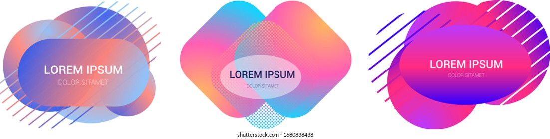 Geometric liquid colorful abstract shapes set. Modern design isolated white background. Can use for banners, templates, presentation, web pages, background on website or mobile apps.