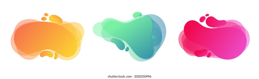 Geometric liquid colorful abstract shapes set. Modern design isolated white background. Can use for background on website or mobile apps. Template ready for use in web or print design, card, template