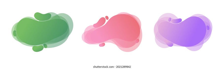 Geometric liquid colorful abstract shapes set. Modern design isolated white background. Can use for background on website or mobile apps. Template ready for use in web or print design, card, template