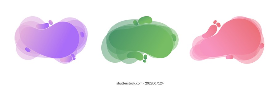 Geometric liquid colorful abstract shapes set. Modern design isolated white background. Can use for background on website or mobile apps. Template ready for use in web or print design, card, template