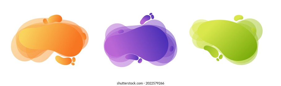 Geometric liquid colorful abstract shapes set. Modern design isolated white background. Can use for background on website or mobile apps. Template ready for use in web or print design, card, template