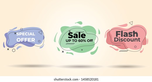 Geometric liquid colorful pastel abstract shapes set. Can use for background on website or mobile apps. Template ready for use in web or print design