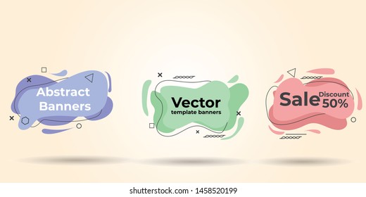 Geometric liquid colorful pastel abstract shapes set. Can use for background on website or mobile apps. Template ready for use in web or print design