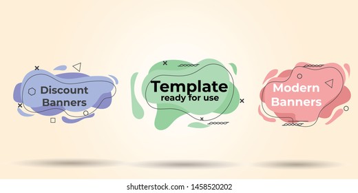 Geometric liquid colorful pastel abstract shapes set. Can use for background on website or mobile apps. Template ready for use in web or print design