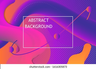 Geometric liquid with purple orange gradient background. Abstract vector illustration design for presentation layout or template, flyer, poster, brochure.