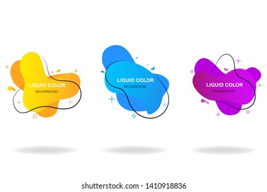 Geometric liquid shape with gradient colors.  Fluid design.  Isolated gradient waves.Template for the design of a logo, poster or presentation.Trendy modern design isolated white backdrop. vector EPS 