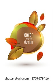 Geometric liquid shapes with leaves. Bright gradient colors. Layout for page, blog, presentation. Vector illustration for your design.