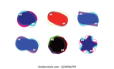 Geometric and Liquid Shapes Quotes Frames, Text Box Quotes, Modern Comment Box Badge Set