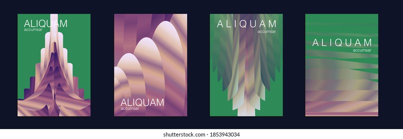 Geometric Liquid Texture. Green and Purple Metallic Fluid Minimal Designs. Abstract Vector Template. Business Background. Vintage Paper Gradient Texture. Light Stylish Luxury Flyer.