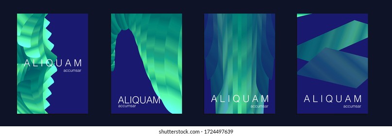 Geometric Liquid Texture. Vintage Paper Gradient Texture. Light Stylish Luxury Flyer. Business Background. Fluid Minimal Designs. Abstract Vector Template. Classic Blue, Indigo and Green Metallic