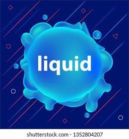 Geometric liquid with various blue gradient colors Banner Vector for web and presentation EPS 10 