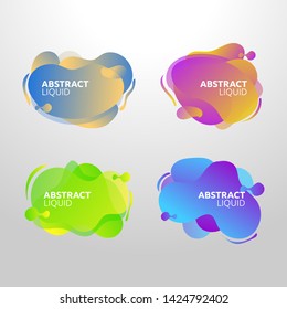 Geometric liquid wavy banner set. Liquid splash shapes. use for logo, sale, promotion. gradient Vector sale trendy banner