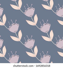 Flores pequeñas geométricas sin fisuras en estilo escandinavo. Papel pintado a mano con flores. Diseño para portadas de libros, arte gráfico, papel envolvente, tela, textil. Ilustración del vector