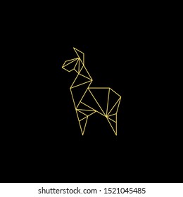 geometric llama outline logo - design vector