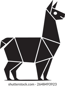 Geometric llama silhouette with modern polygonal design and friendly expression