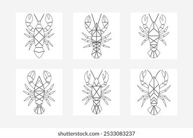 Geometric Lobster Line Art Illustration on White Background | Modern Minimalist Design