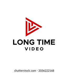 Geometric logo about play icon and letter LT.
EPS 10, Vector.