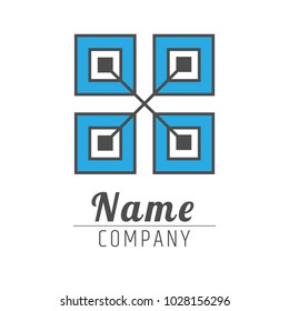 A geometric logo consisting of squares and intersection lines.