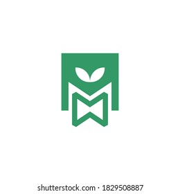 geometric logo of a decorative potted plant inside a square