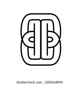 Logo geométrico. Líneas tecnológicas decorativas. Icono de diseño moderno aislado en el fondo de la luz. Signo gráfico de ilustración. Símbolo de empresa de estilo creativo. Formas entrelazadas.