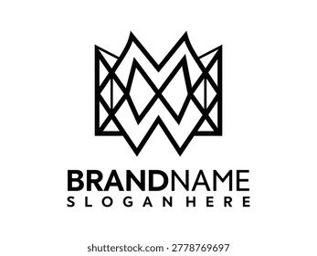 Geometric logo design with brandname and slogan on white background for business identity